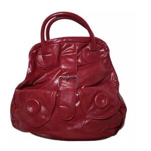 Cato Red Vinyl with Magnetic Pockets Leather Tote Handbag